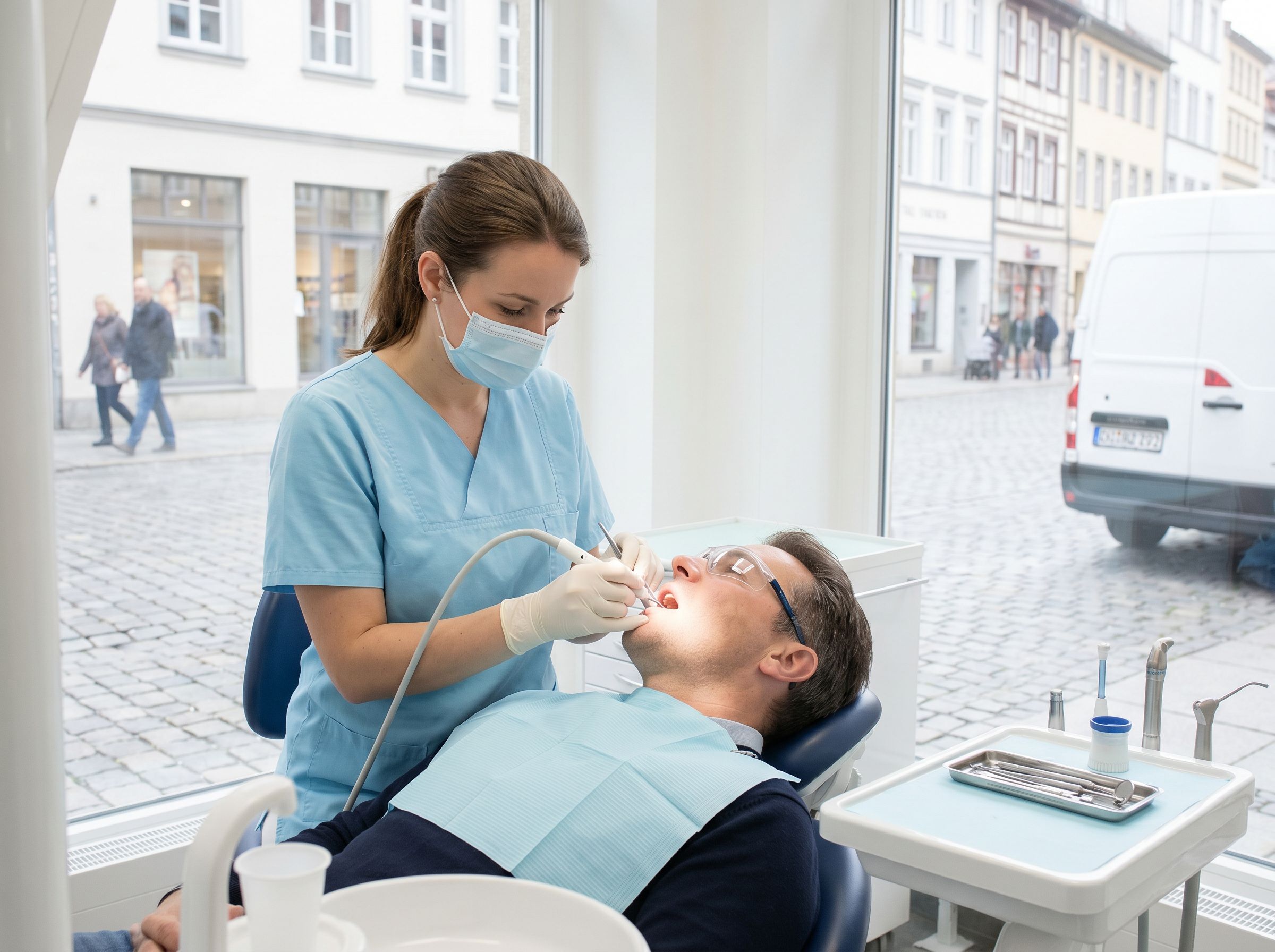 Dental-Spa-Detail, gefaltetes Tuch auf Travertin